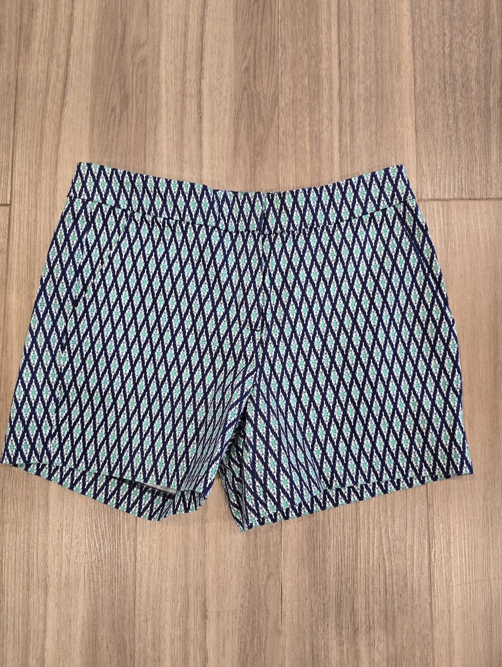 Patterned Navy & Teal Women's Stretch Shorts